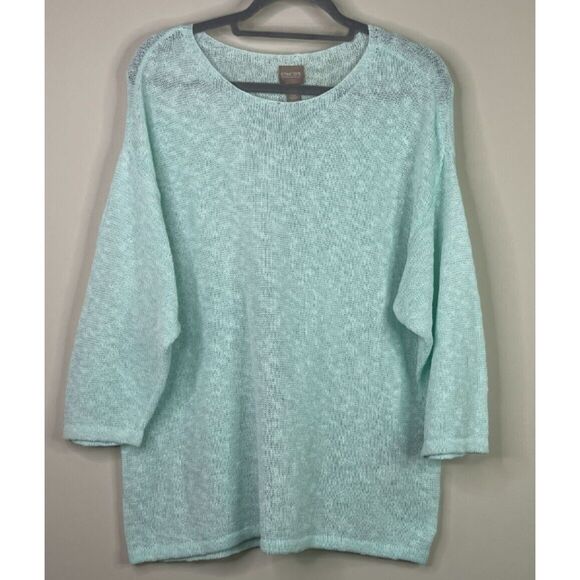 Chico's Slubbed Cotton Semi Sheer Long Sleeve Top Women's Size Large (Chico's 2) - Picture 9 of 9